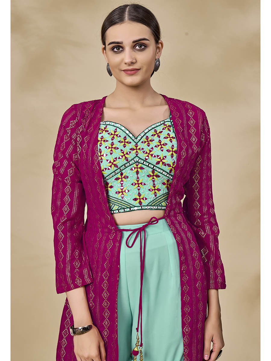 Myra Pink Jacket Style Sharara Suit