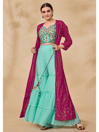 Myra Pink Jacket Style Sharara Suit