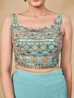 Myra Sky Blue Gorgette Jacket Style Suit