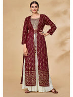 Myra Maroon Jacket Style Sharara Suit