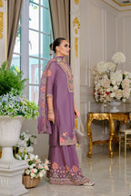 Evanik Luxury Wedding Lavender Embroidered Kurta Palazzo Set - Distacart