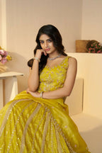 Kesar Fab Yellow Jimmy Choo Hand_Woven Lehenga