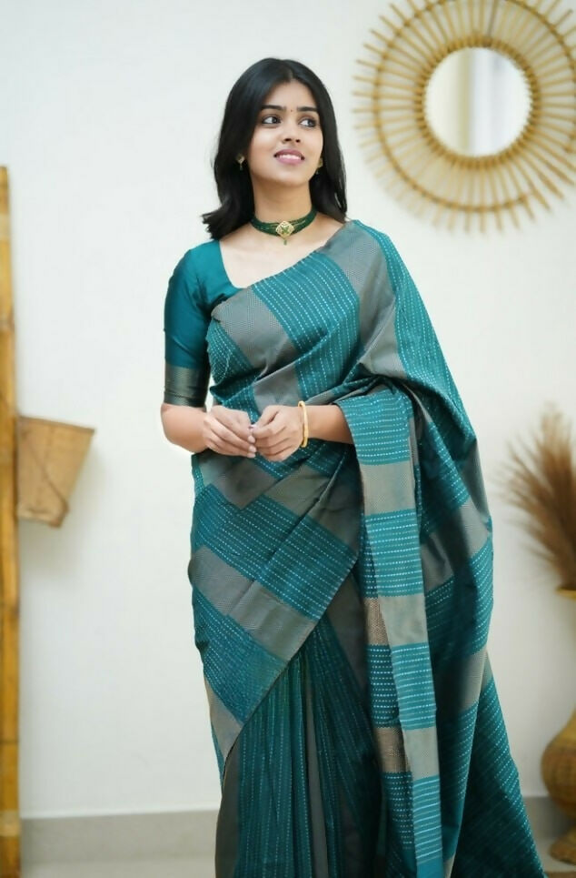 Partywear Designer Morpich Banarasi Silk Fancy Saree - Starwalk