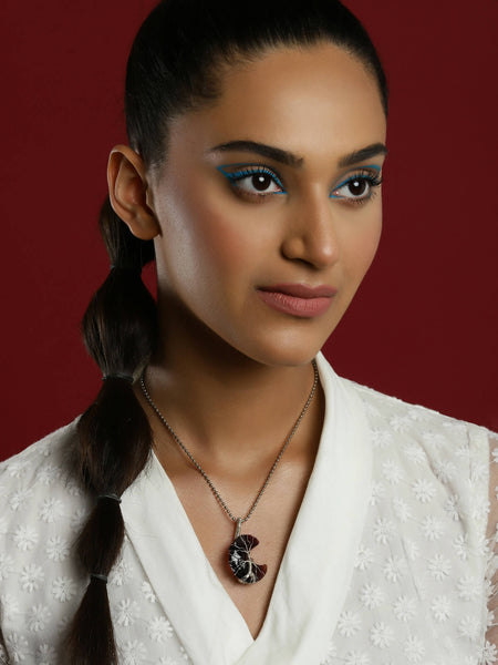 Women's Silver-Toned Purple Silver-Plated Handcrafted Chain - Ruby Raang