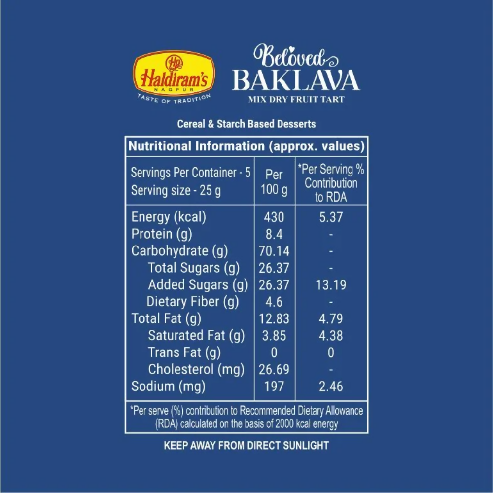 Haldiram's Baklava - Mix Dry Fruit Tart - Distacart