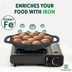 The Indus Valley 12 Pit/Cup CASTrong Cast Iron Kuzhi Paniyaram/Paddu Pan/Appe Maker, Pre-seasoned, 100% Pure, Toxin-free, Spatula, 21 cm, 2.2 kg