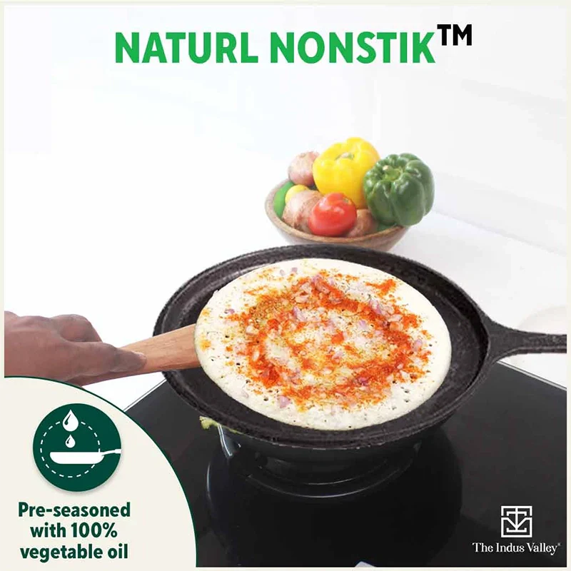 The Indus Valley CASTrong Cast Iron Cookware Set: Tawa+ Kadai (Wok model), Kitchen Set for Home, Pre-seasoned, 100% Pure, Toxin-free, Tadka Pan