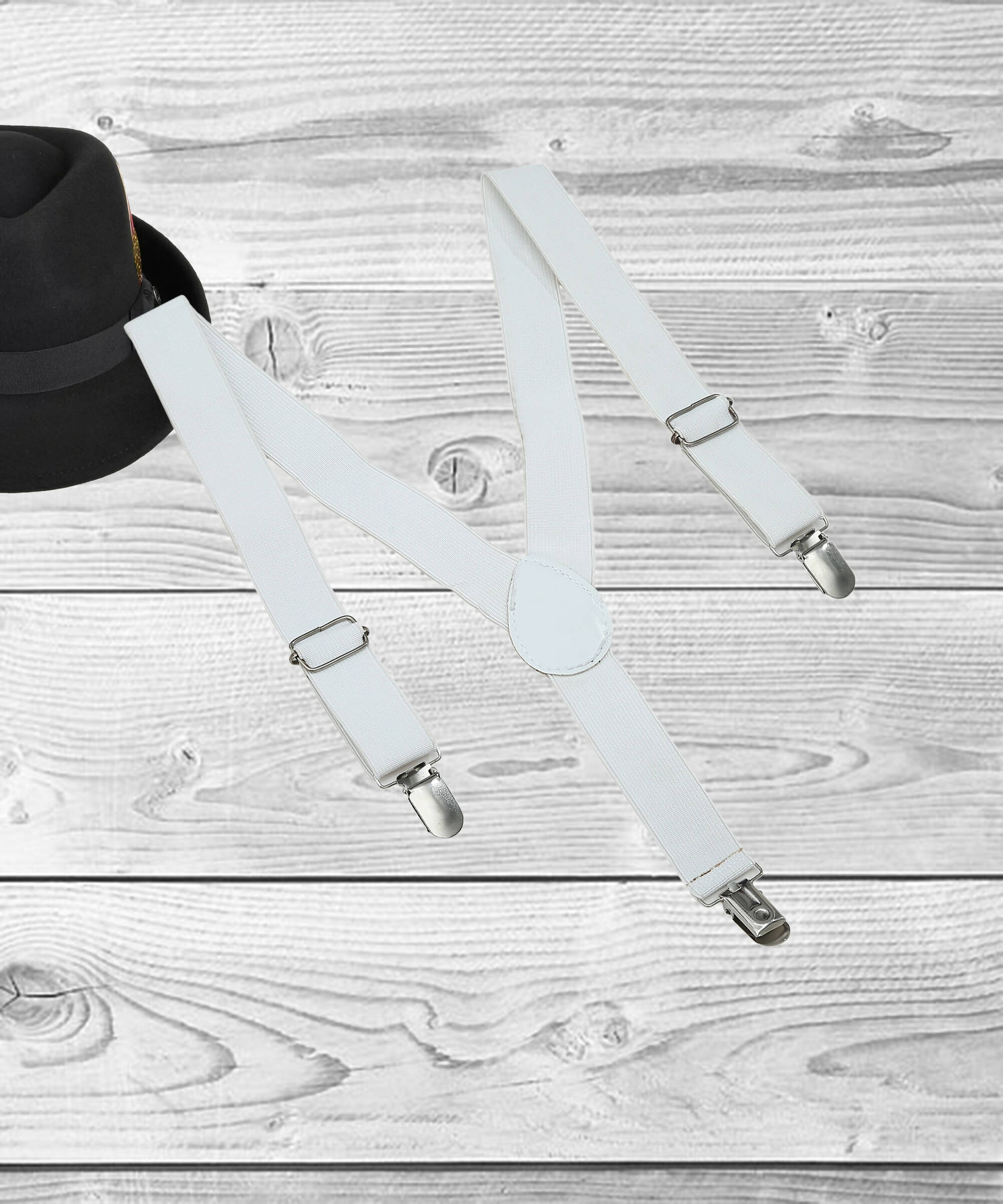 Manet Boys Solid Suspenders - White