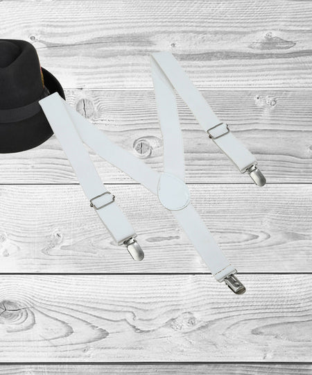 Manet Boys Solid Suspenders - White