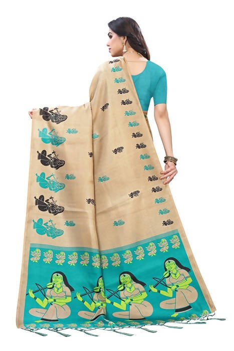 Vamika Brown Kalamkari Print With Jhalar Khadi Silk Sarees