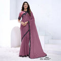 Dark Mauve Crush Pure Silk Sequence With Hand Work Saree With Unstitched Blouse - Norita Swaraa