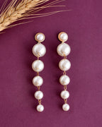 VOJ Women Gold Tone Pearl Stainless Steel Drops & Danglers Earrings - Distacart