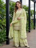 Joban Fashion Pista Georgette Embroidered Sharara Set - Distacart