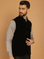 Even Apparels Nehru Jacket With Welt Pockets - Black