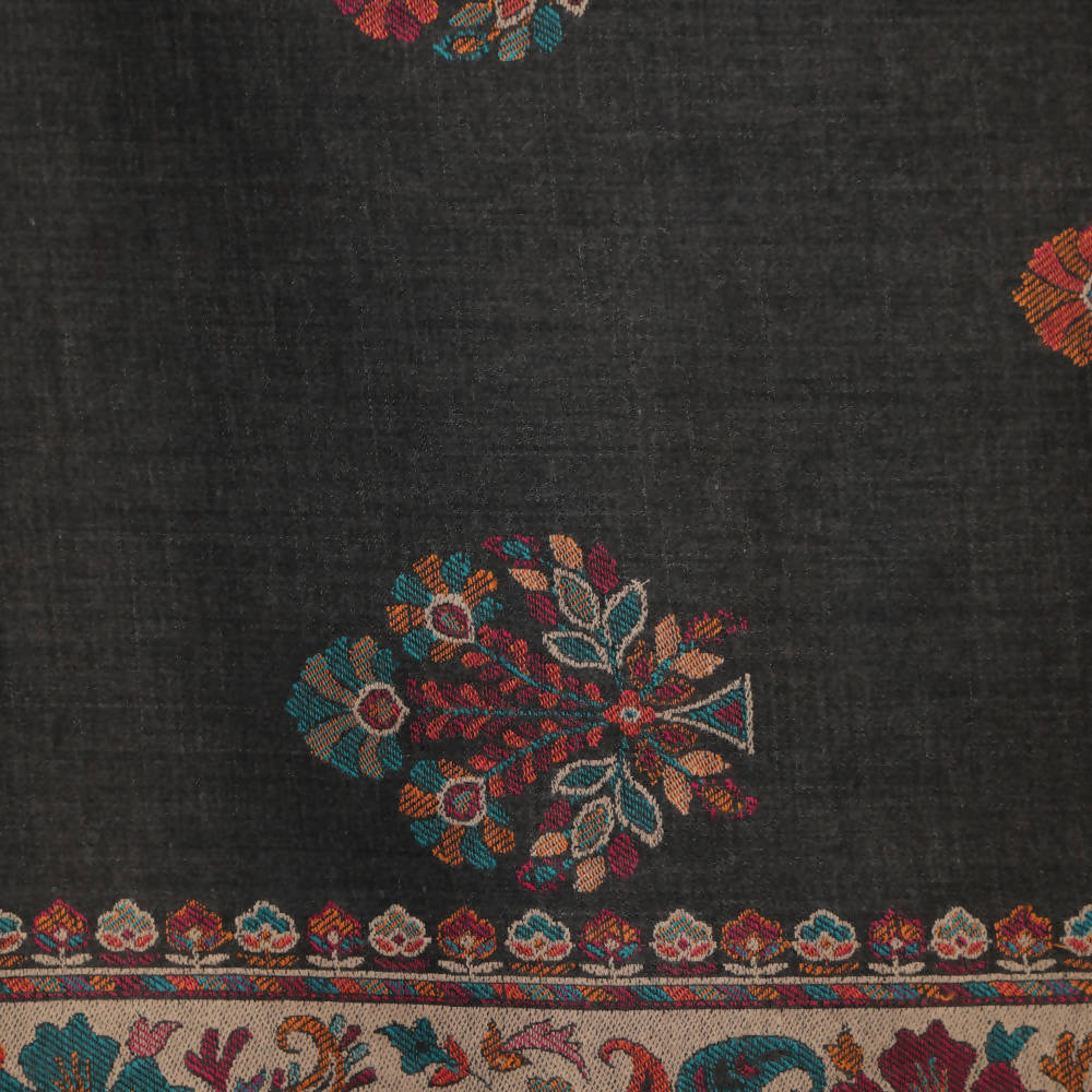 Nizalia Cashmere Fine Wool Grey Kani Doordar Shawl