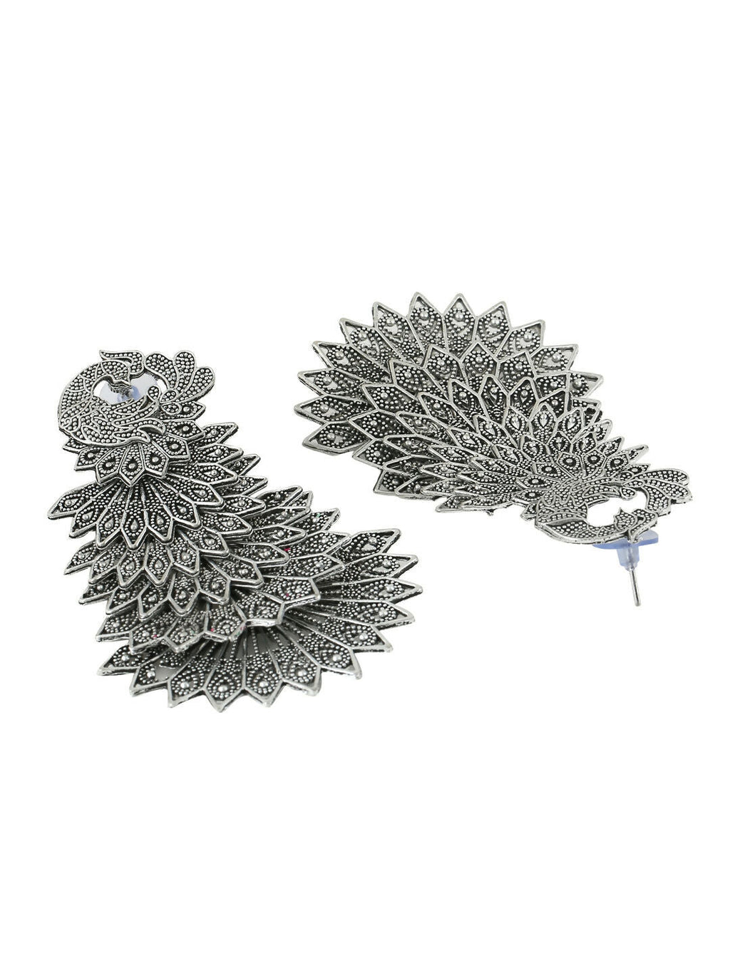 NVR Women Silver Toned Contemporary Drop Earrings - Distacart