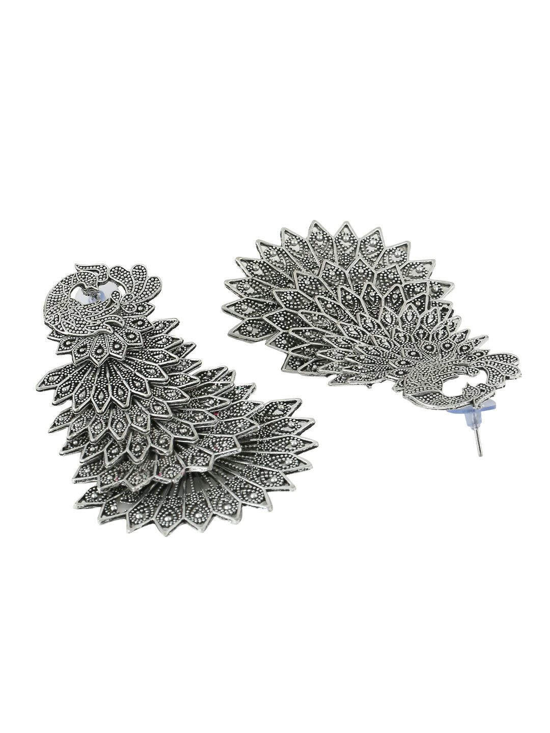 NVR Women Silver Toned Contemporary Drop Earrings - Distacart