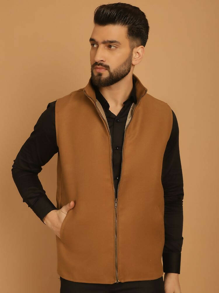 Even Apparels Pure Wool Nehru Jacket - Beige