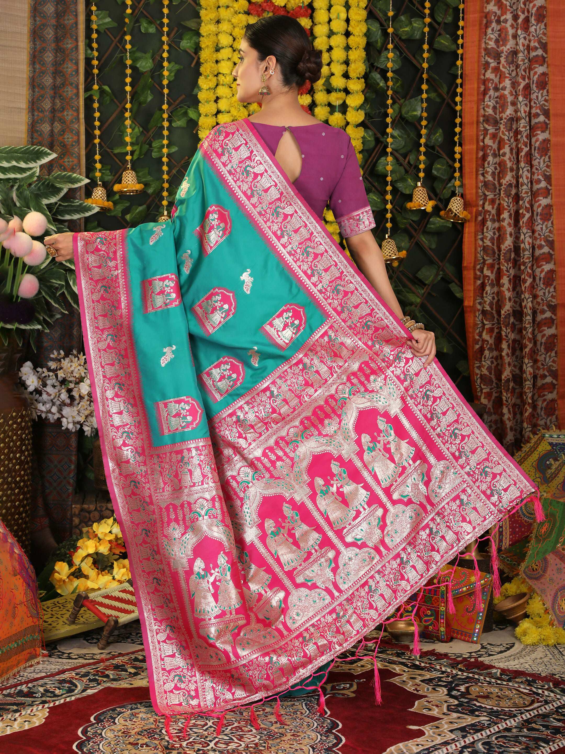 Shree Shyam Fashion Silk Sea Green Saree - Distacart