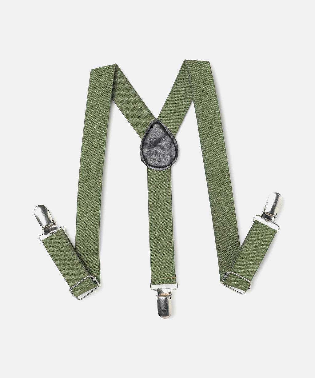 Manet Boys Solid Suspenders - Olive Green