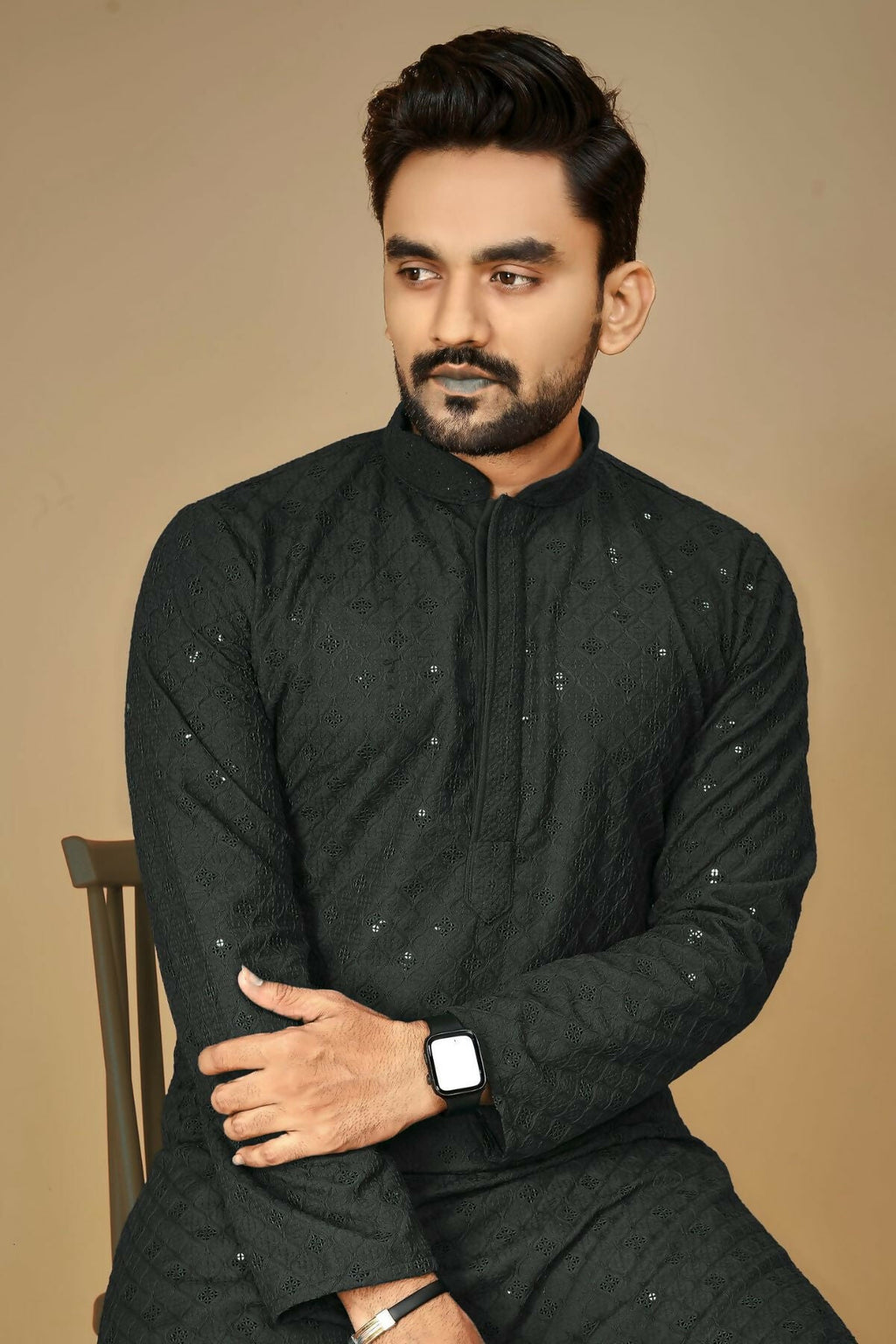 Anaita Black Embroidered Rayon Straight Kurta - Distacart