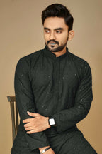 Anaita Black Embroidered Rayon Straight Kurta - Distacart