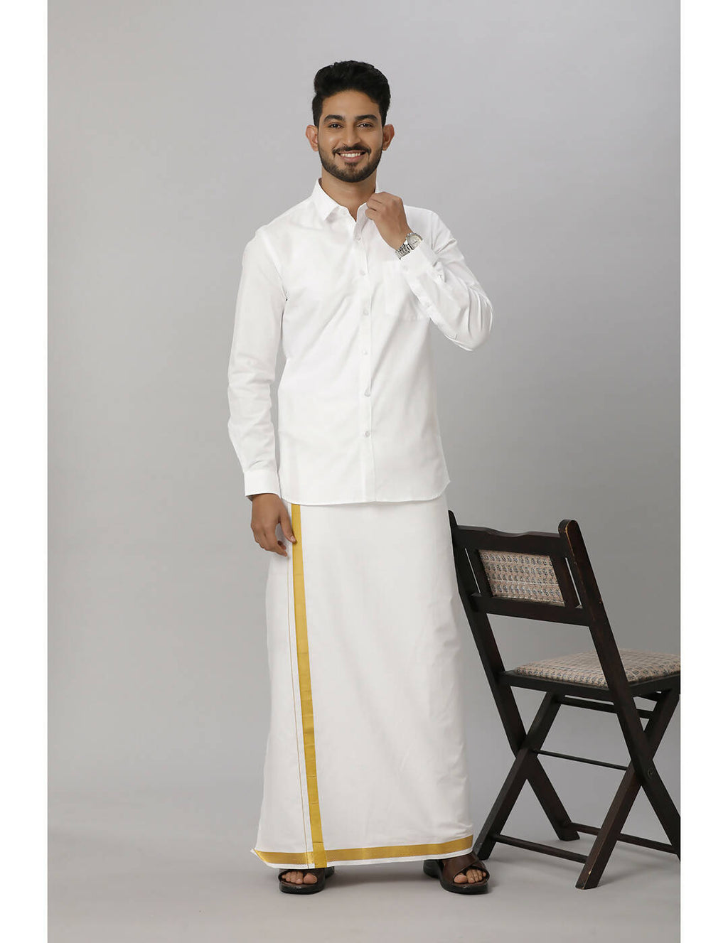 Ramraj Cotton Mens Fullsleeve White Shirt Pus Size