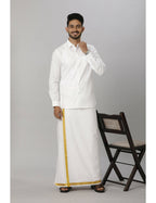 Ramraj Cotton Mens Fullsleeve White Shirt Pus Size