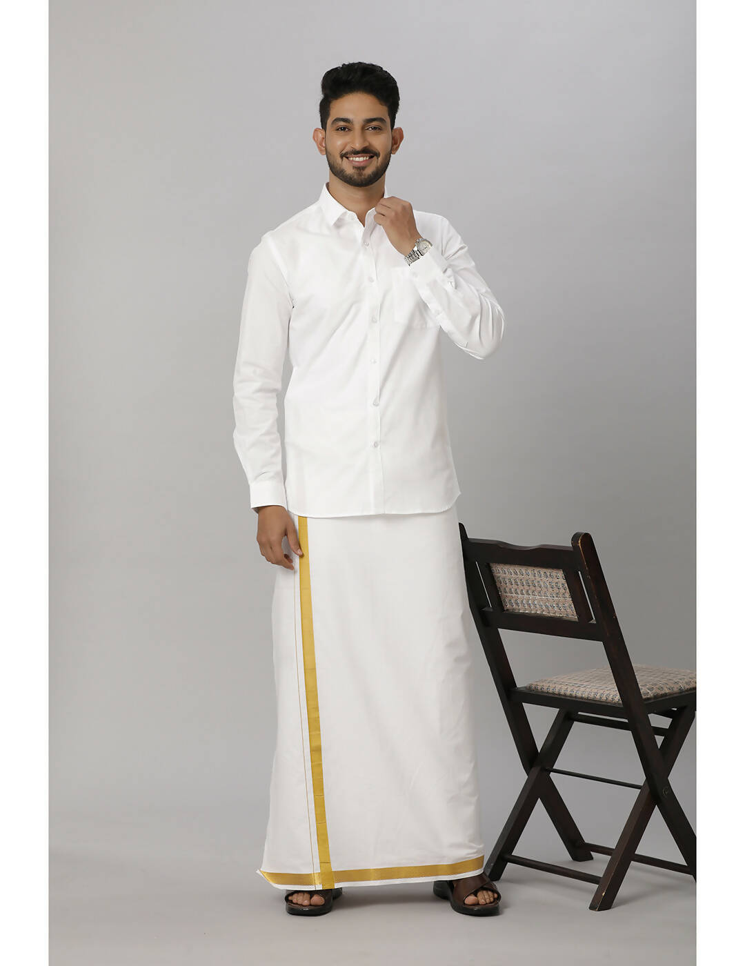 Ramraj Cotton Mens Fullsleeve White Shirt Pus Size
