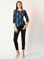 Myshka Women's Blue Printed Top