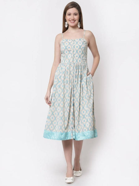 Myshka Multi Color Crepe Printed Sleeveless Dress