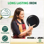 The Indus Valley 100% Pure Iron Cookware Set: Tawa+ Fry Pan+ Wok, Toxin-free Sheet Iron, Pre-seasoned, Induction & Gas, Kitchen Set for Home, Kadai