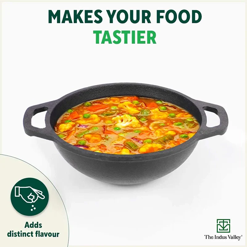 The Indus Valley CASTrong Cast Iron Cookware Set: Tawa+ Kadai (Wok model), Kitchen Set for Home, Pre-seasoned, 100% Pure, Toxin-free, Tadka Pan