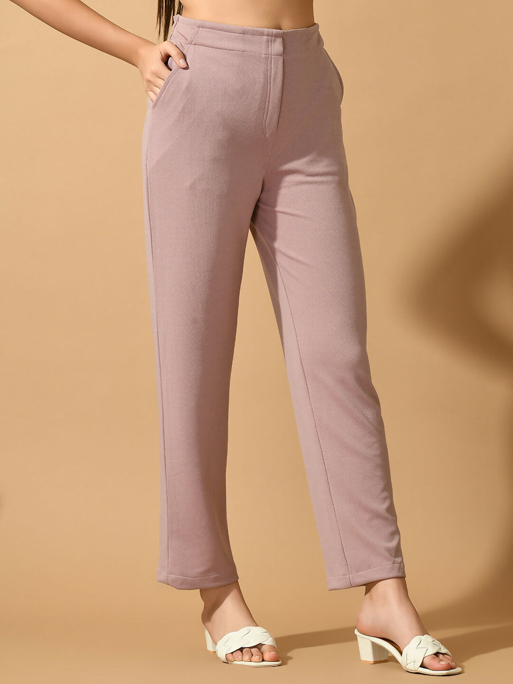 Myshka Women's Lavender Straight Fit Party Trouser