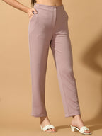 Myshka Women's Lavender Straight Fit Party Trouser