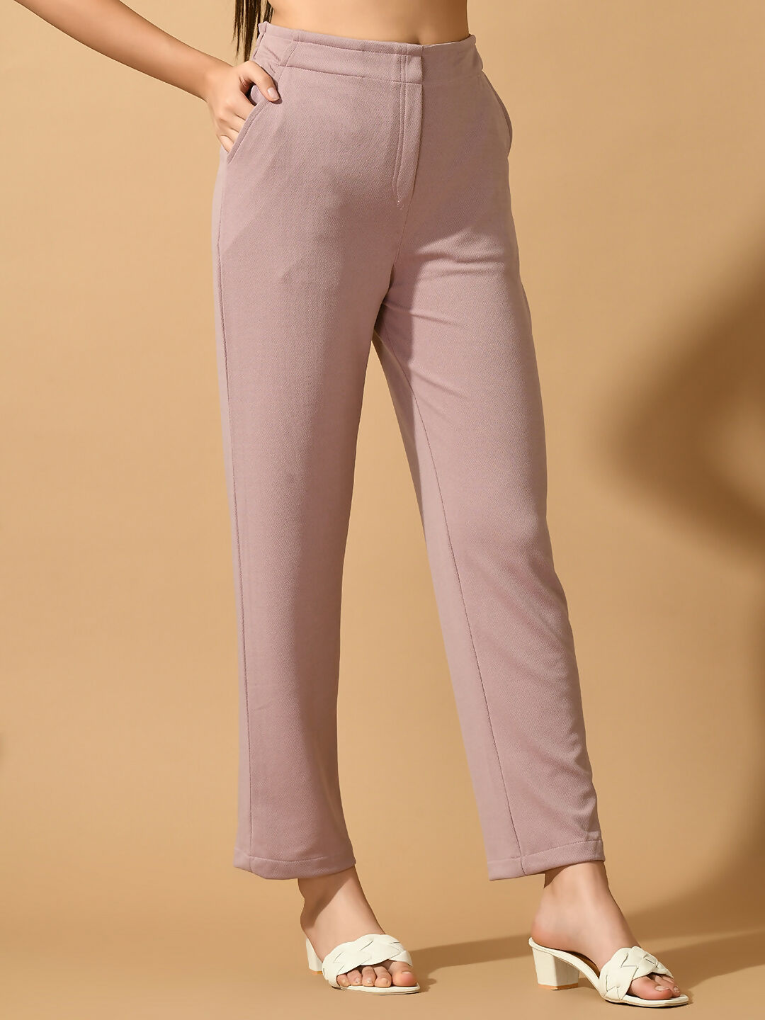 Myshka Women's Lavender Straight Fit Party Trouser