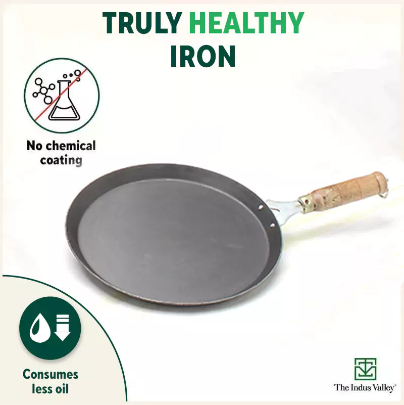 The Indus Valley 100% Pure Iron Cookware Set: Kadai+ Tawa+ Fry Pan, Toxin-free Sheet Iron, Pre-seasoned, Induction & Gas, Kitchen Set for Home, Tadka Pan