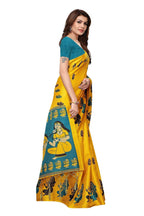 Vamika Yellow & Blue Kalamkari With Jhalar Khadi Silk Saree