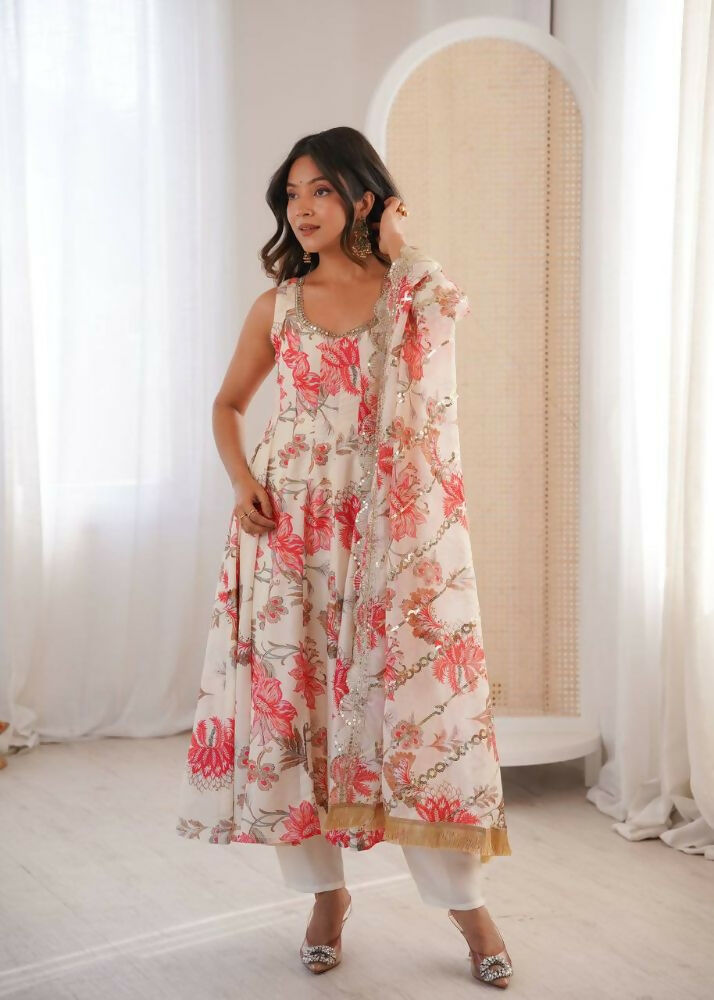 Teeya Creation Crea Pure Muslin Silk Digital Print Traditional Wear Long Gown - Distacart