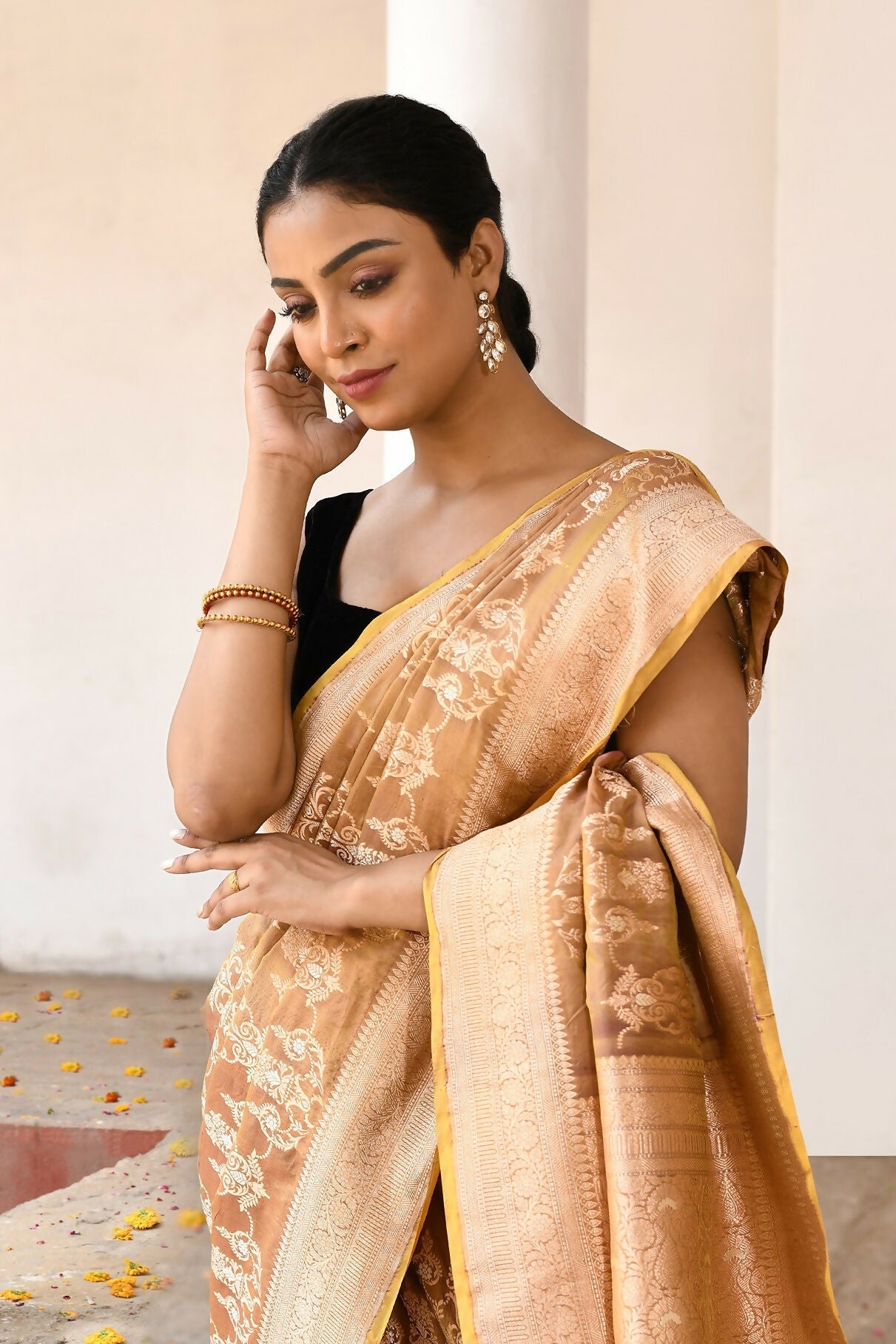 Joban Fashion Olive Pure Katan Pure Handloom Banarasi Silk Saree