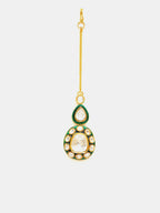 Ruby Raang Gold Polished White Kundan Maang Tikka - Distacart