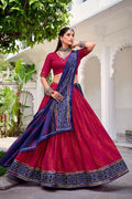 Evanik Pink Tassa Silk With Bandhej Print Lehenga Choli - Distacart