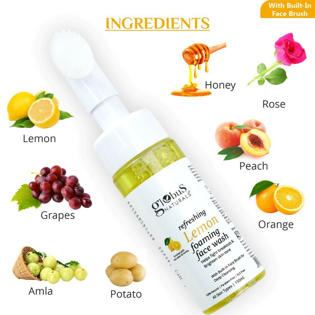 Globus Naturals Brush Lemon Face wash - Distacart