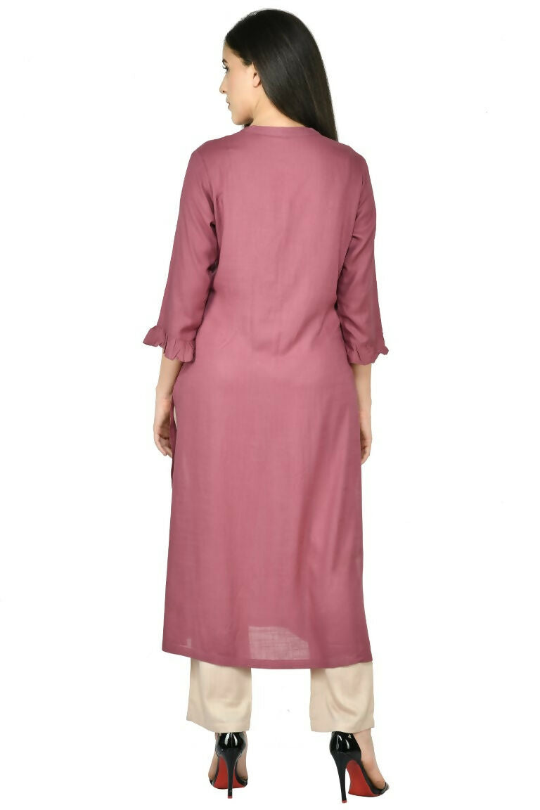 Joban Fashion Wine Cotton Rayon Kurta Set