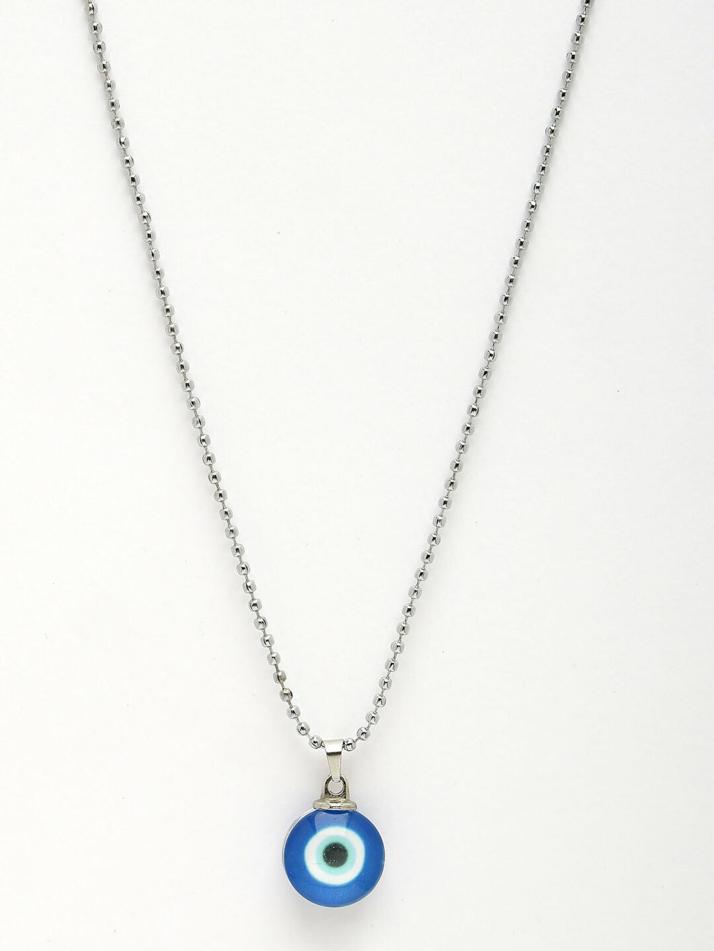 NVR Unisex Evil Eye Silver-Plated Stainless Steel Pendant with Chain