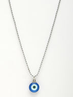 NVR Unisex Evil Eye Silver-Plated Stainless Steel Pendant with Chain