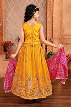 Kids Functional Designer Mustard Chinon Fab Lehenga choli - Aaradhna