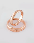 VOJ Stainless Steel Cubic Zirconia Gold-Polished Adjustable Couple Ring Set