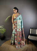 Joban Fashion Turquoise Blue Paithani Soft Silk Meenakari Saree - Distacart