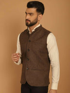 Even Apparels Pure Wool Nehru Jacket - Brown